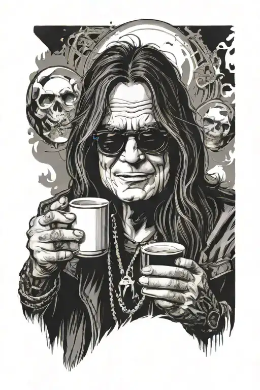 Ozzy Osbourne With Glasses Drinking Coffee Not Scary