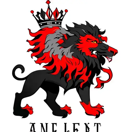 Black And Red Lion With Crown With A Name