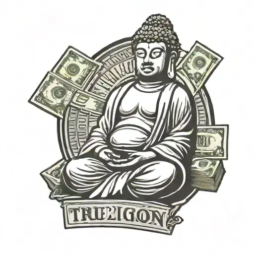 True Religion Logo Buddha With A Stack Of Money