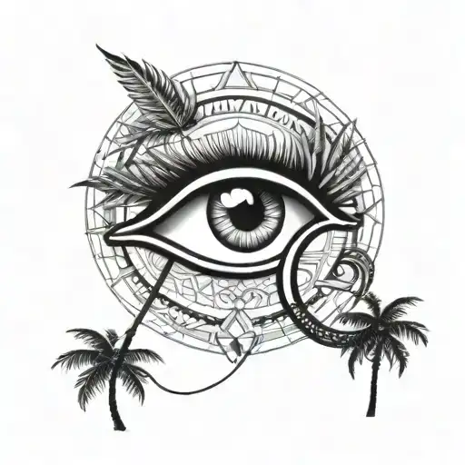 Eye Of Horus Geometry With Palm Tree