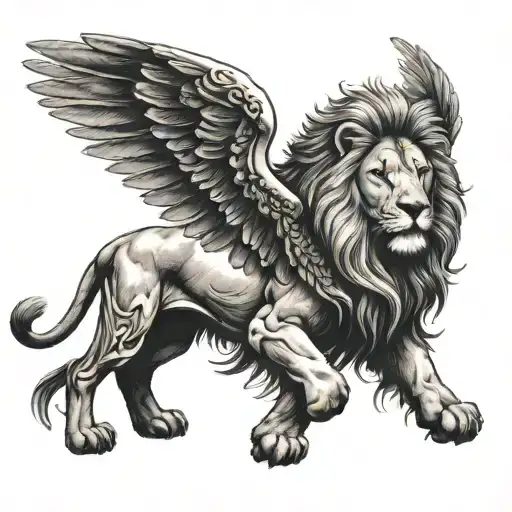 Lion And Angel Wings