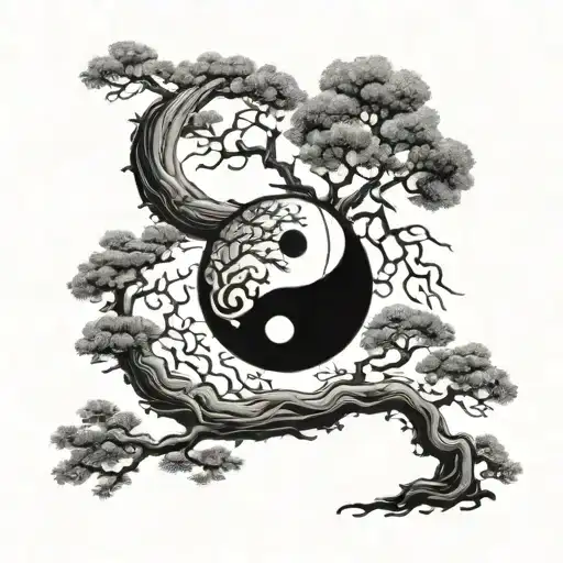 Yin And Yang Combined With Tree