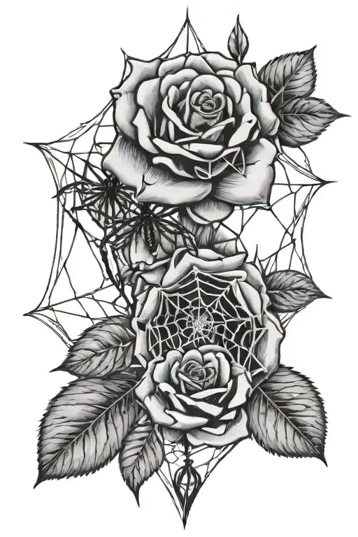 Roses And A Spider Web