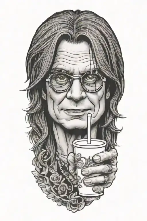 Ozzy Osbourne With Glasses Drinking Coffee Not Scary