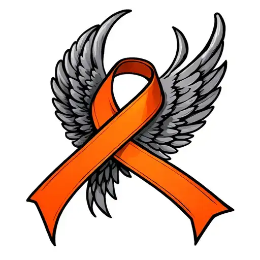 Kidney Cancer Orange Ribbon Intertwined With Wings Made