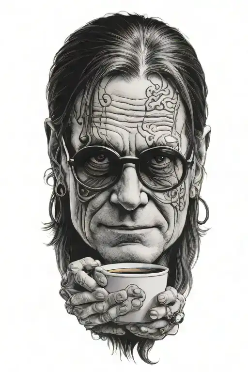 Ozzy Osbourne With Glasses Drinking Coffee Not Scary
