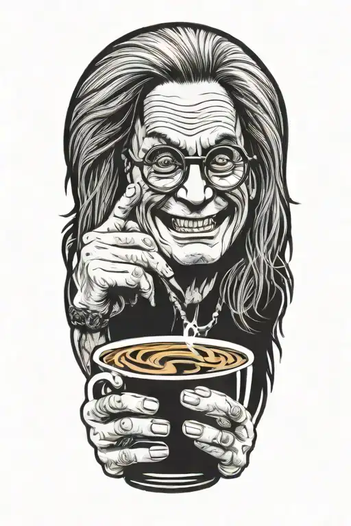 Ozzy Osbourne With Glasses Drinking Coffee Not Scary