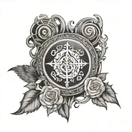 Design A Tattoo Combining Elements Of The Bible And Anime In A Black-grey Style