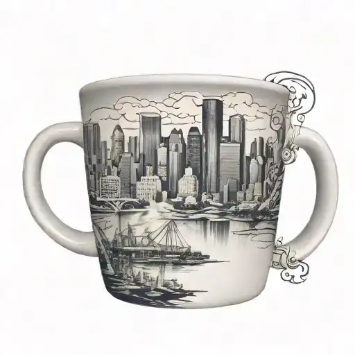 Dallas Skyline On Coffee Cup With Steam Rising