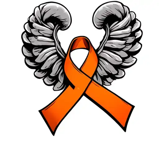 Kidney Cancer Orange Ribbon Intertwined With Roman Symbol Representing Strength
