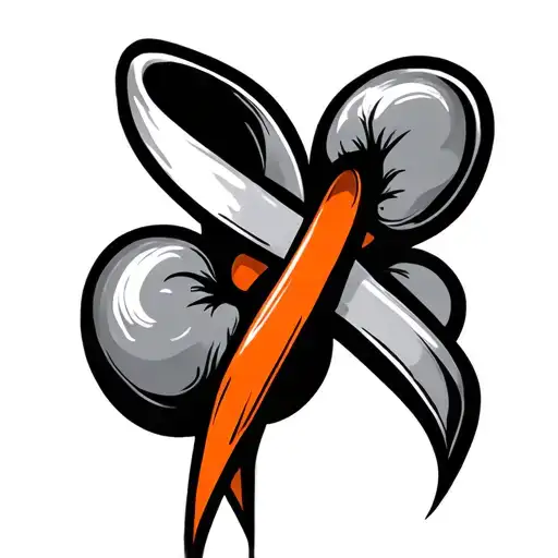 Kidney Cancer Orange Ribbon On A Design