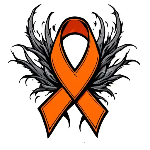 Kidney Cancer Orange Ribbon On A Design