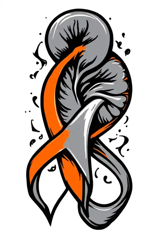 Kidney Cancer Orange Ribbon On A Design