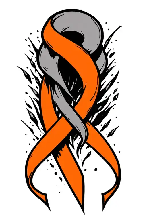 Kidney Cancer Orange Ribbon On A Design