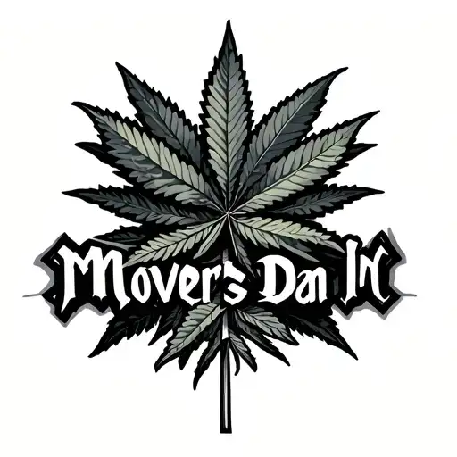 Mover Dan In Text With 2 Crosses And Ganja Leaf
