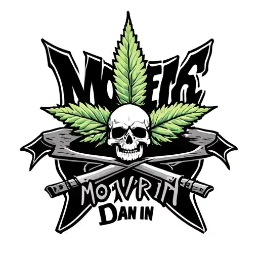 Mover Dan In Text With 2 Crosses And Ganja Leaf