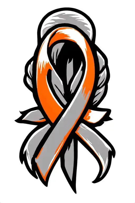 Kidney Cancer Orange Ribbon On A Roman Design Representing Strength