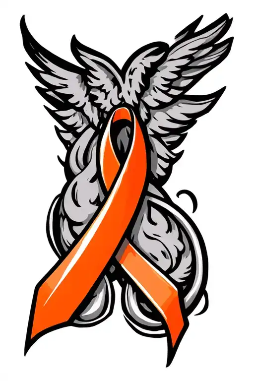 Kidney Cancer Orange Ribbon On A Design Representing Roman Strength