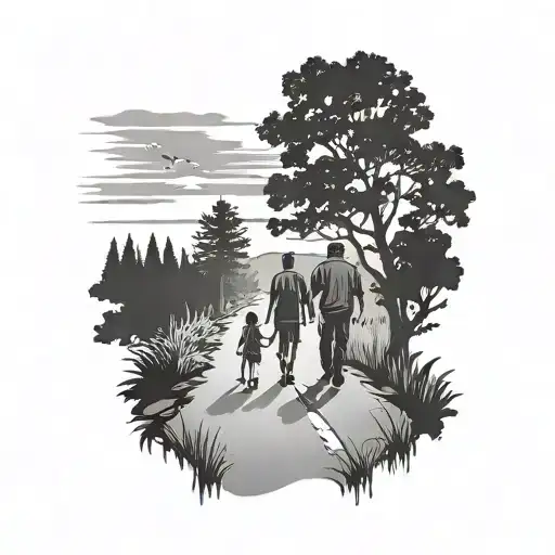 State Of Georgia Outline With Father Daughter Silhouette Walking Down Road