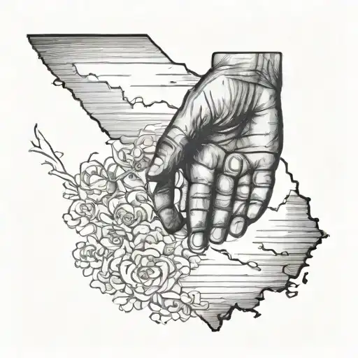 State Of Georgia Outline With Father Daughter Holding Hands