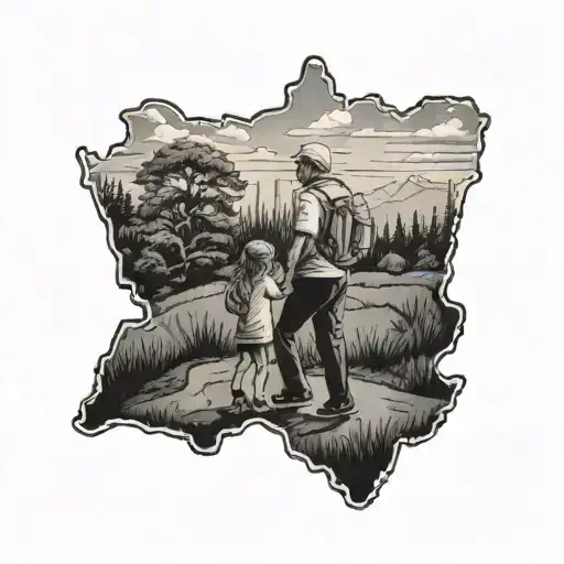 State Of Georgia Outline With Father Daughter Walking