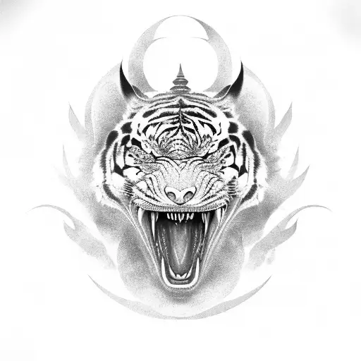 Dragon With Tiger Oriental