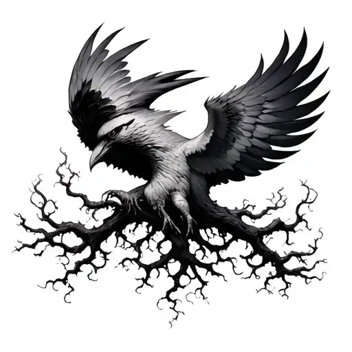 Yggdrasil And Thunderbird Flying