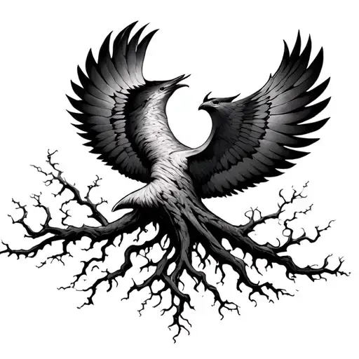 Yggdrasil With Thunderbird Flying Above