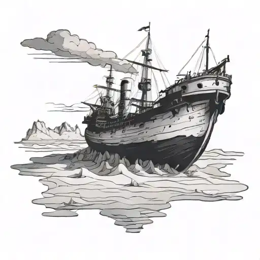 Black And White Desert Landscape With A Sunken Ship