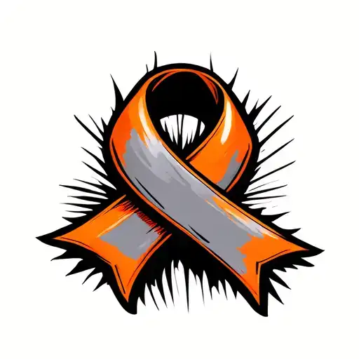 Orange Cancer Ribbon Wrapped Together Symbolizing Resiliance