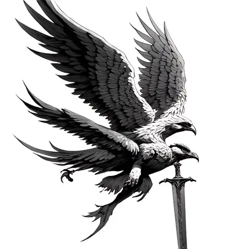 Icarus Falling From A Phoenix Wielding A Dagger In Its Beak