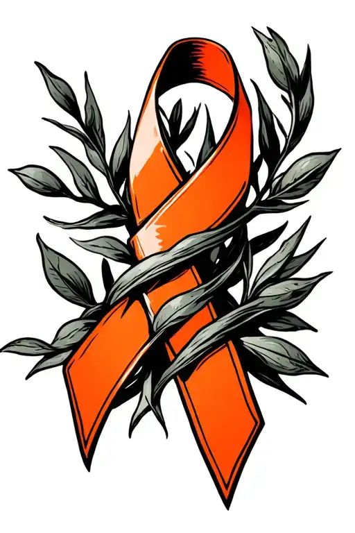 Cancer Orange Cancer Ribbon Wrapped In Olive Tree Banches