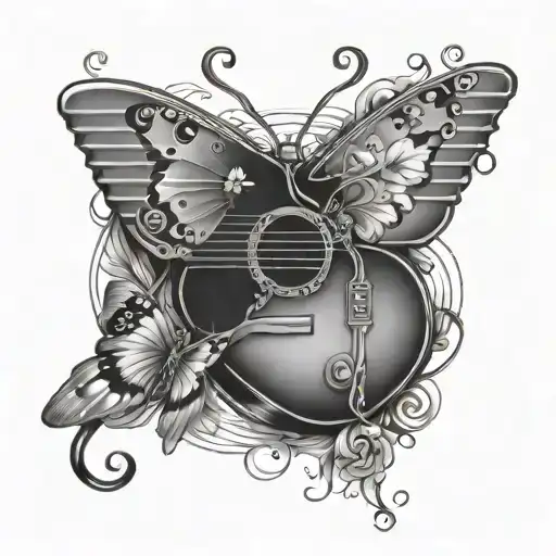 Guitar Football Butterfly