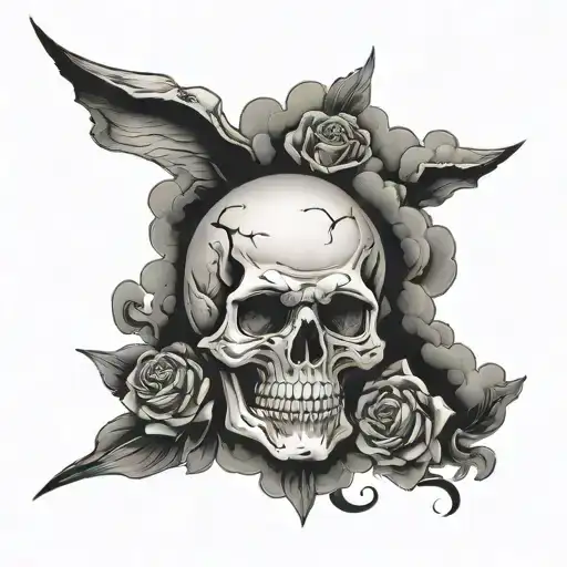 Skull In The Night Cloud Background