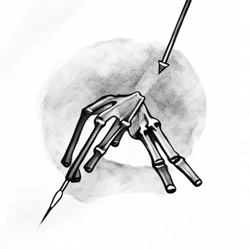 Skeleton Hand Holding An Arrow