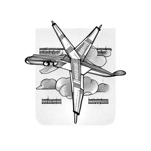 An Airplane Soaring Through A Music Sheet