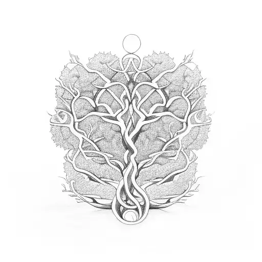 An Intricate Design Of Intertwined Branches Forming The Shape Of An Energia Symbol