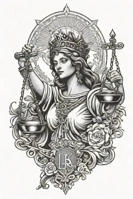 Lady Justice Tarot Card On Shoulder