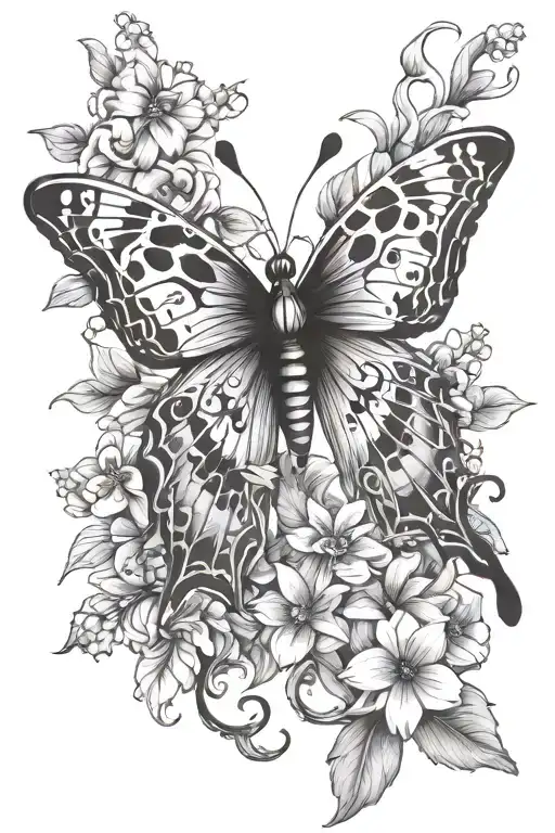 Giraffe Butterfly Flowers Angel