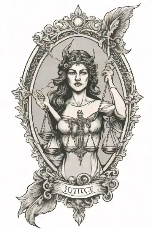 Justice Tarot Card On Shoulder