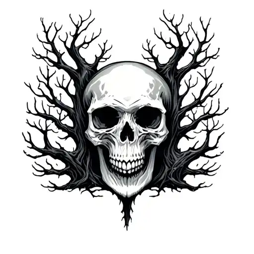 Skull And The Nordic Tree Of Life