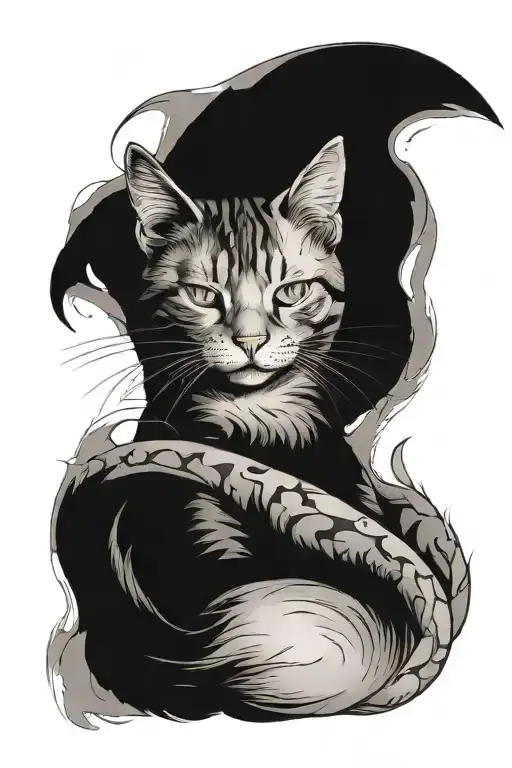 A Cat Sleep On The Right Side Curled Her Hole Body