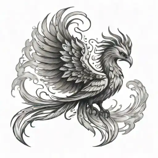 Elegant Phoenix Rising From Ashes Symbolizing Rebirth
