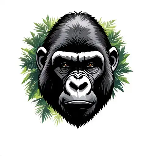 Gorilla Face With Forest