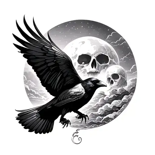 A Crow Mid Flight Guiding Souls To The Afterlife