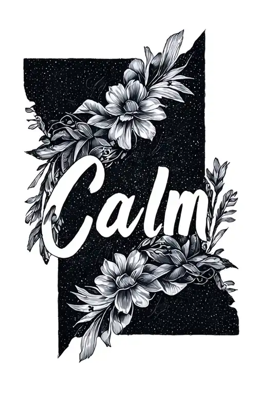 The Word Calm In Fine Script Font No Background