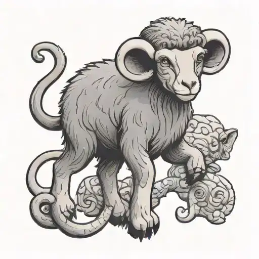 Cute Creature With Sheep Body And Monkey Like Features Like Monkey Tail And Face