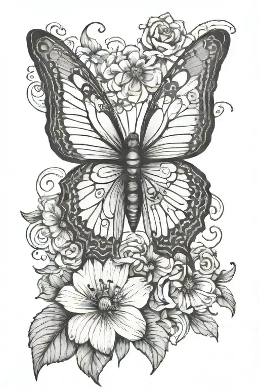 Floral Butterfly Perched