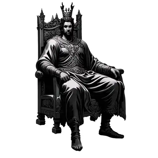 Black King Sitting On A Throne