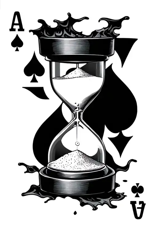 Ace Of Spades Card With Sand Timer Coming Out Of Skin